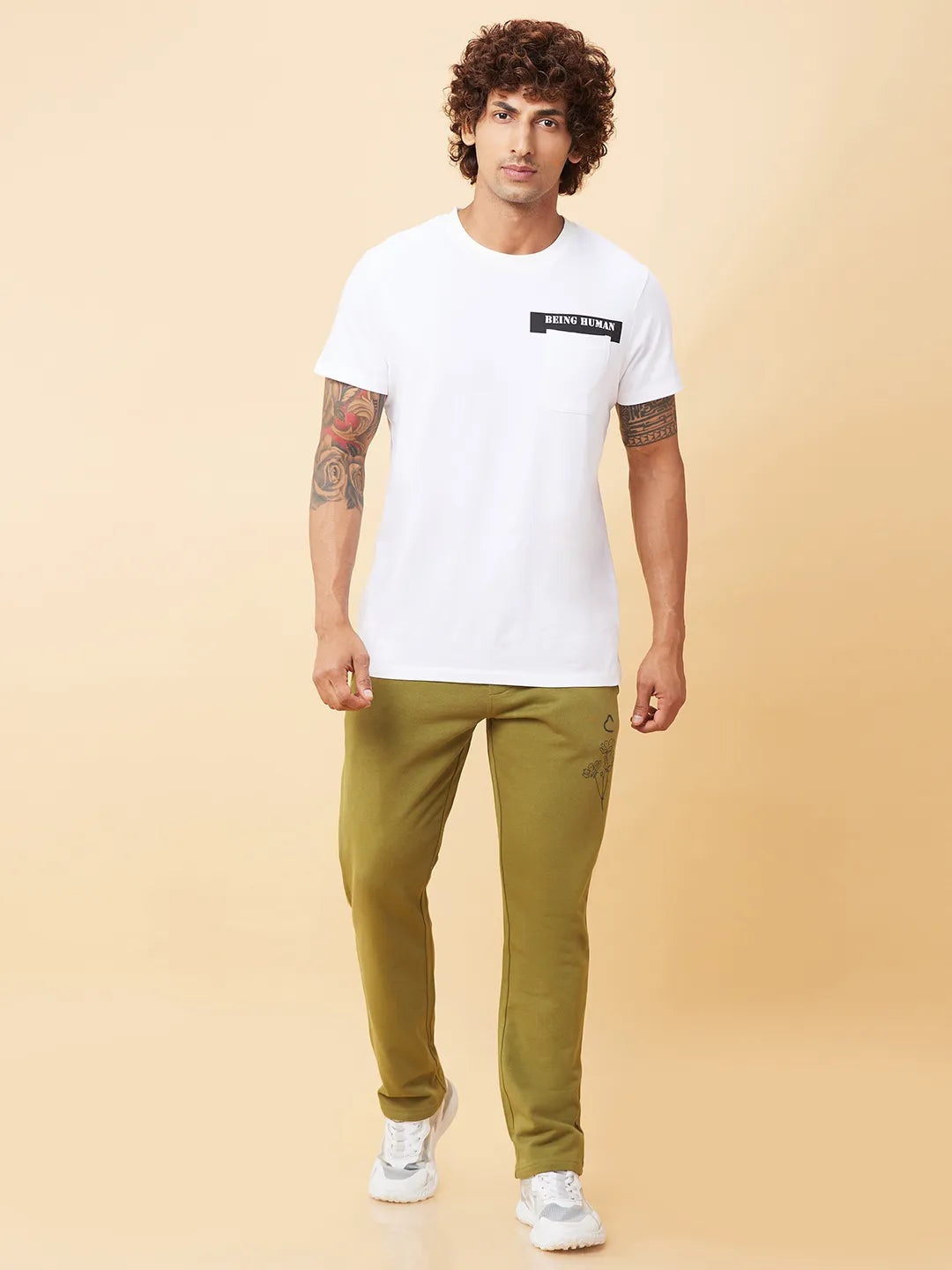 Olive Regular fit Men's Track Pants by Being Human Clothing