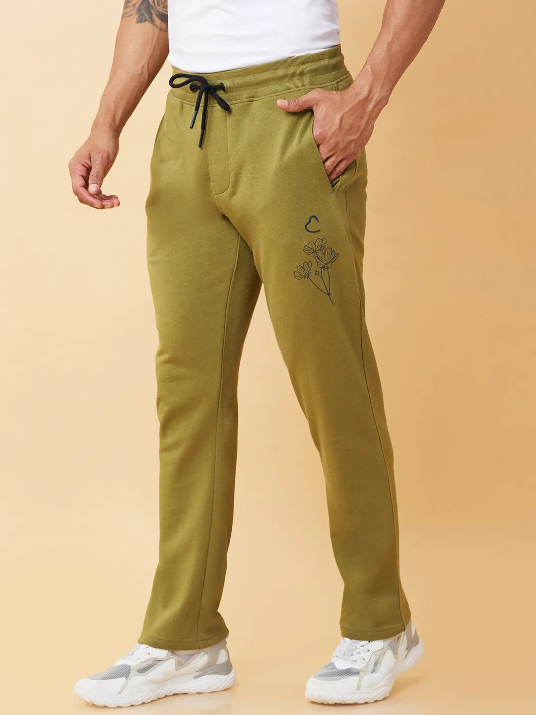 Olive Regular fit Men's Track Pants by Being Human Clothing