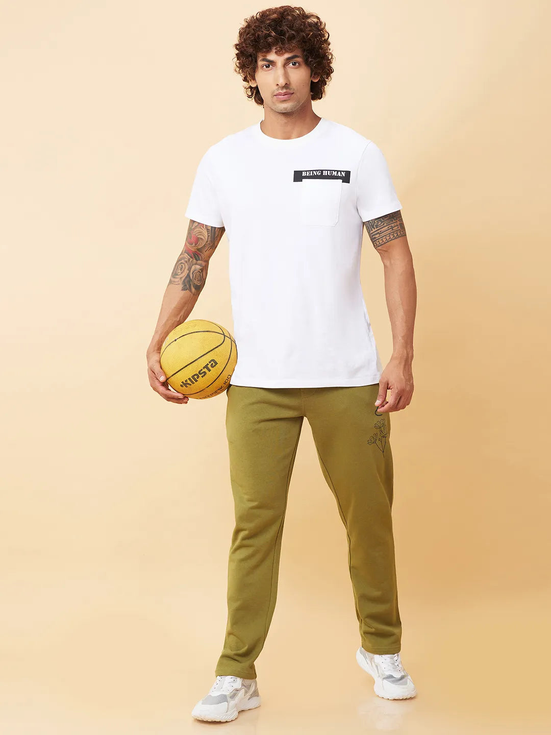 Olive Regular fit Men's Track Pants by Being Human Clothing