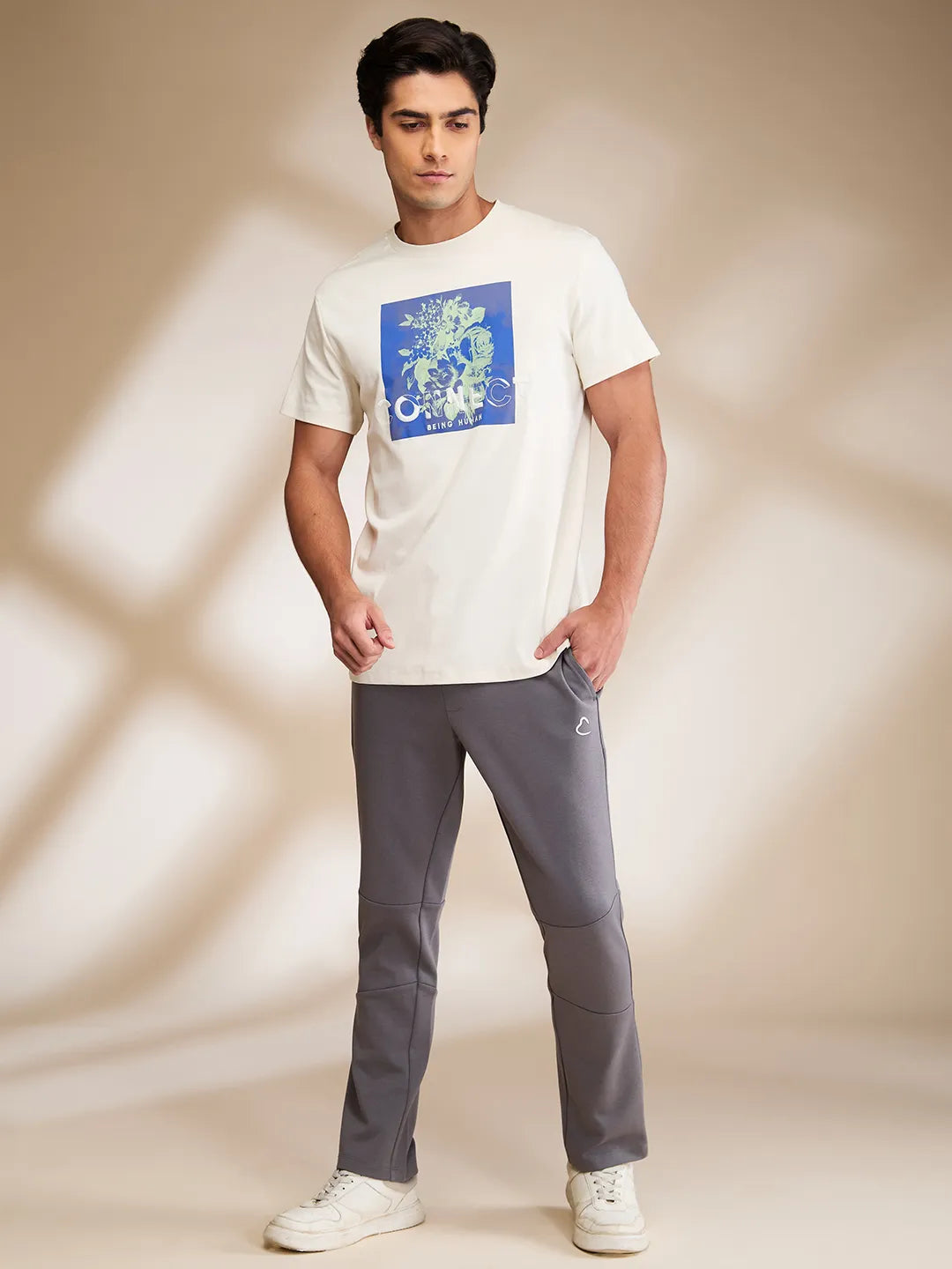 Grey Regular Fit Track Pants For Men By Being Human Clothing