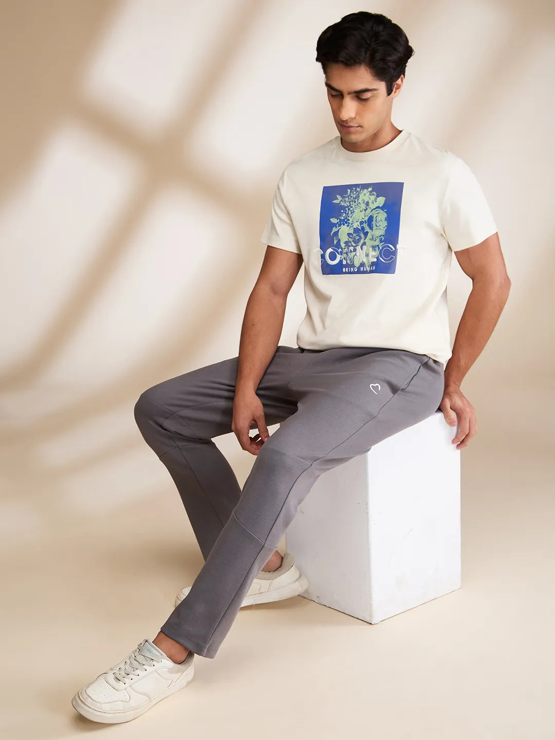 Grey Regular Fit Track Pants For Men By Being Human Clothing