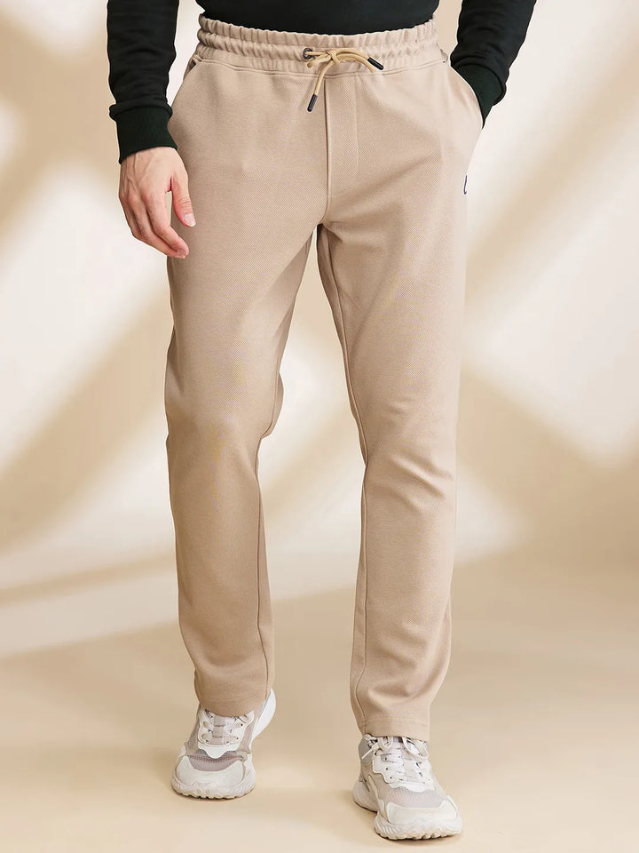 Beige Regular fit Men's Track Pants by Being Human Clothing