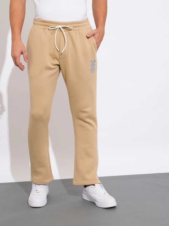 Beige Regular Fit Track Pants For Men By Being Human Clothing