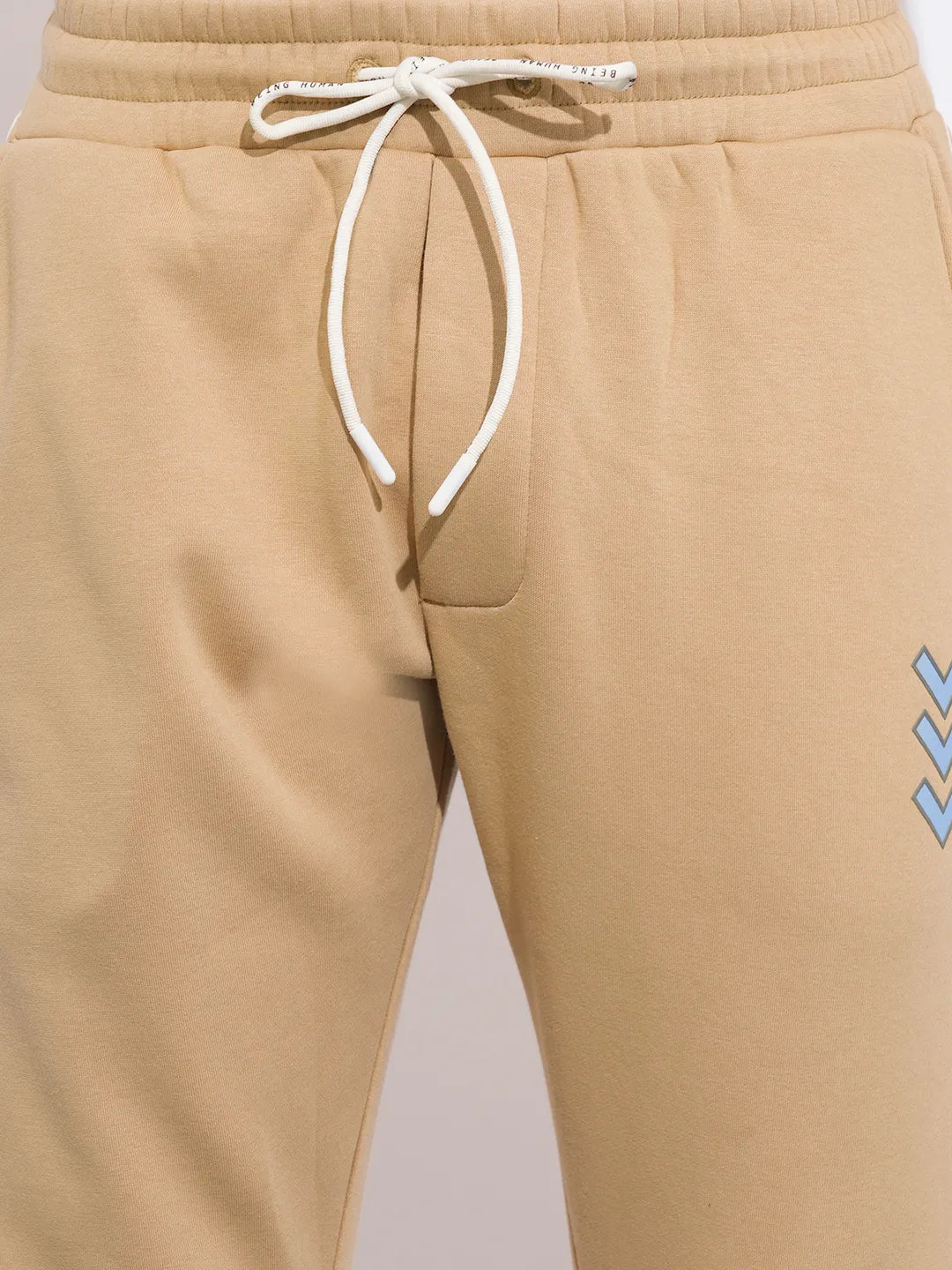 Beige Regular Fit Track Pants For Men By Being Human Clothing