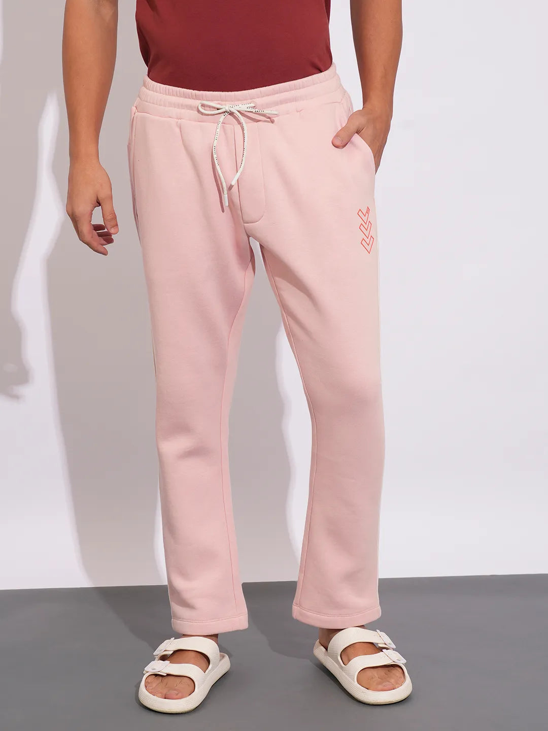 Pink Regular Fit Track Pants For Men By Being Human Clothing
