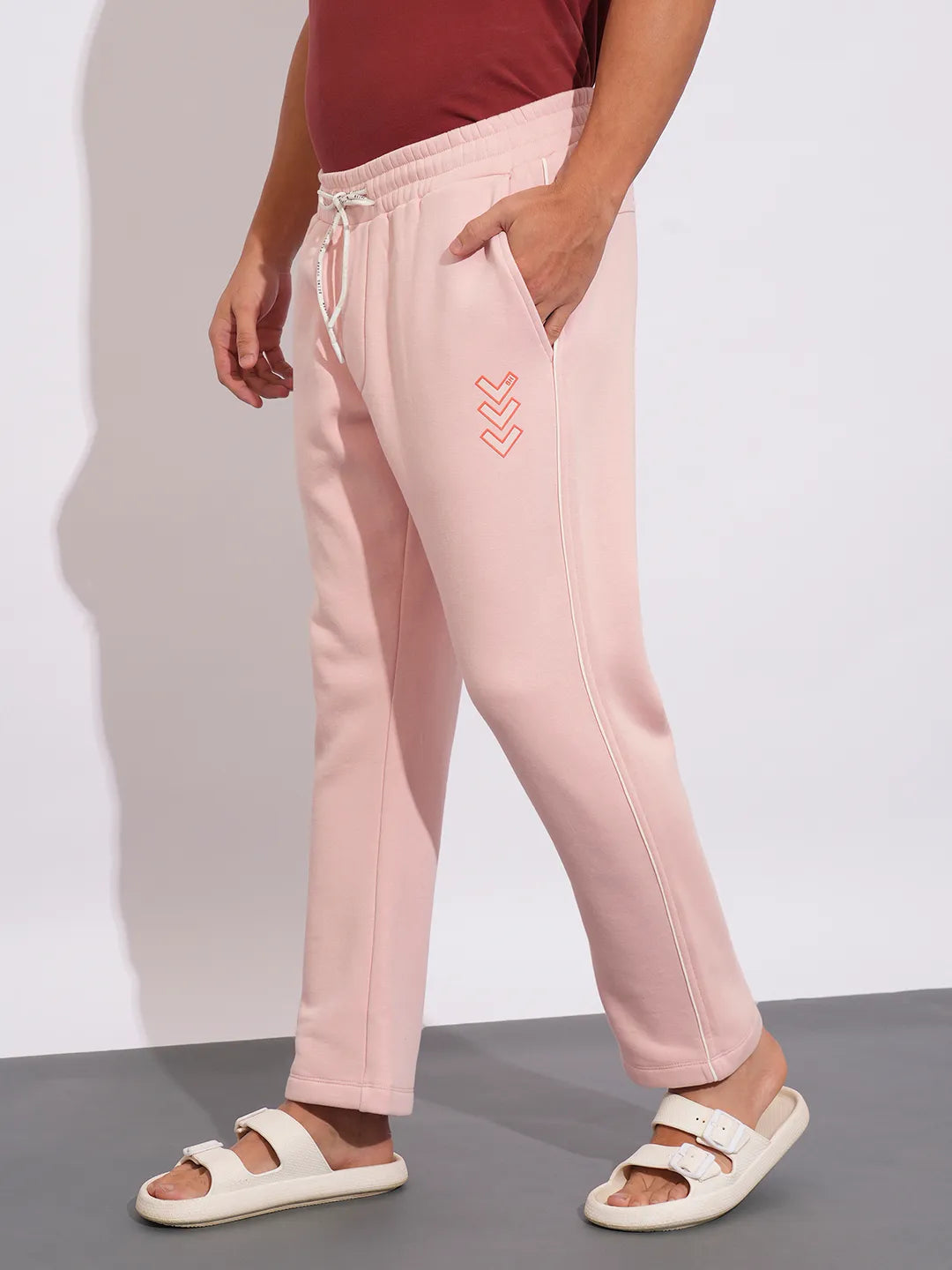 Pink Regular Fit Track Pants For Men By Being Human Clothing