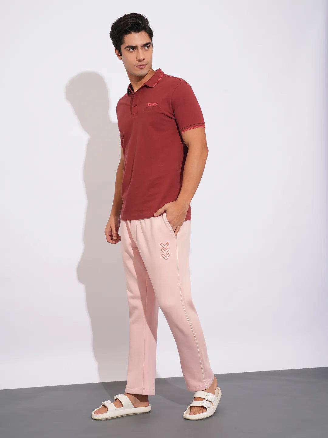 Pink Regular Fit Track Pants For Men By Being Human Clothing