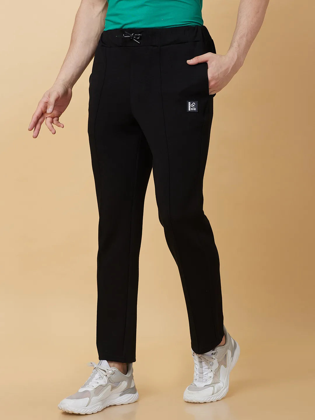 Black Regular fit Men's Track Pants by Being Human Clothing