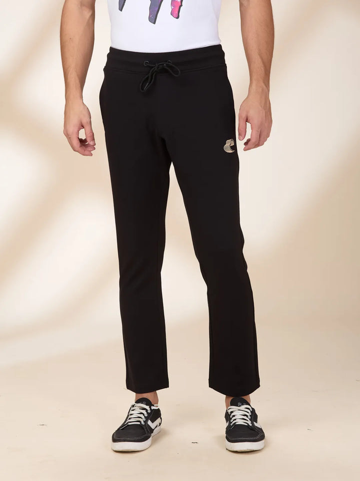 Black Regular Fit Track Pants For Men By Being Human Clothing