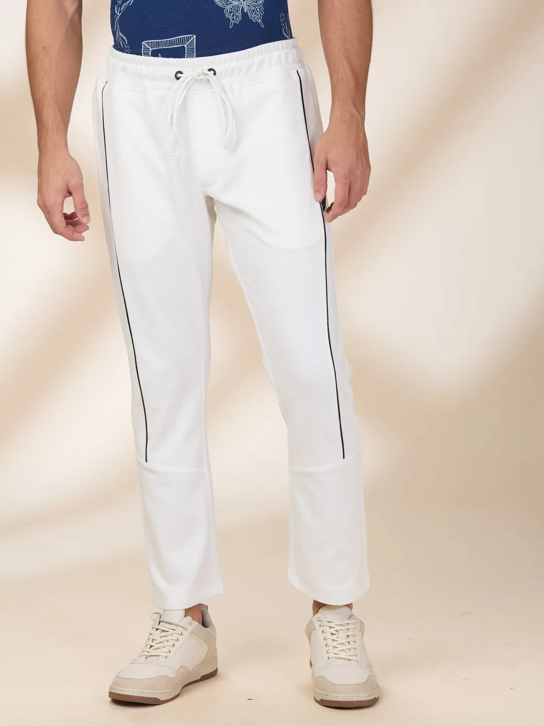 White Regular Fit Track Pants For Men By Being Human Clothing