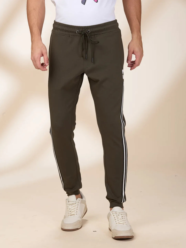 Olive Regular Fit Track Pants For Men By Being Human Clothing
