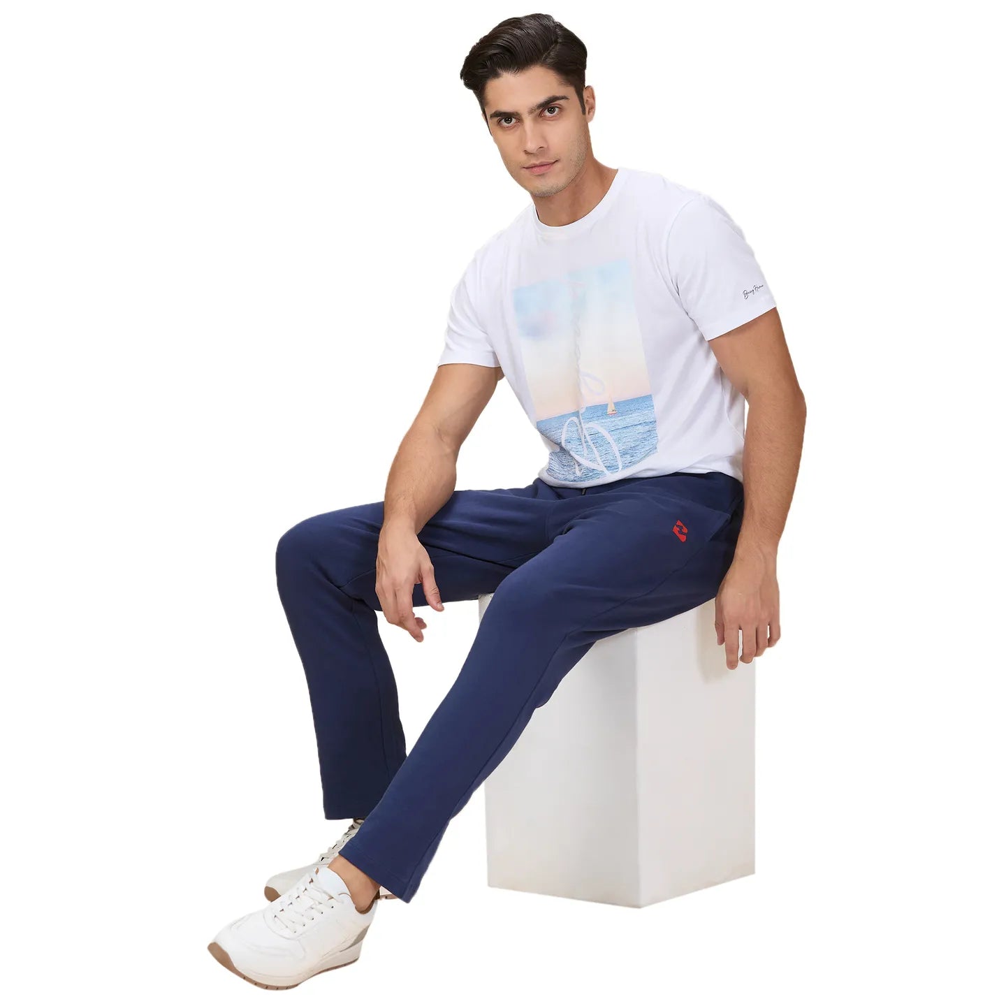 Midnight Blue Regular Fit Track Pants For Men By Being Human Clothing