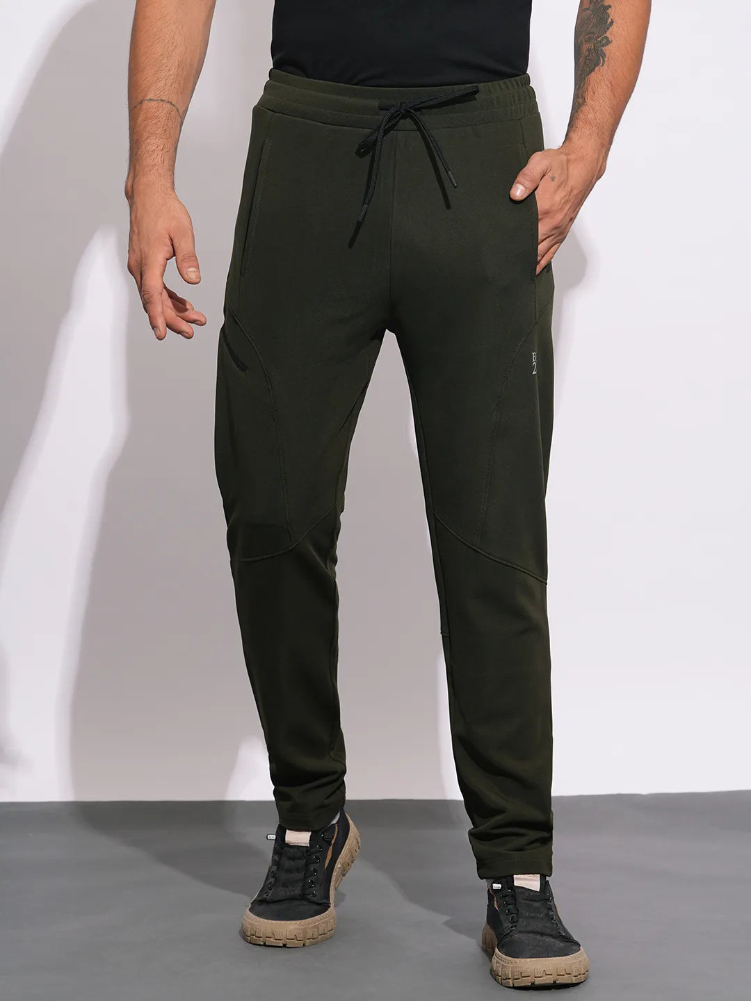 Olive Regular Fit Track Pants For Men By Being Human Clothing