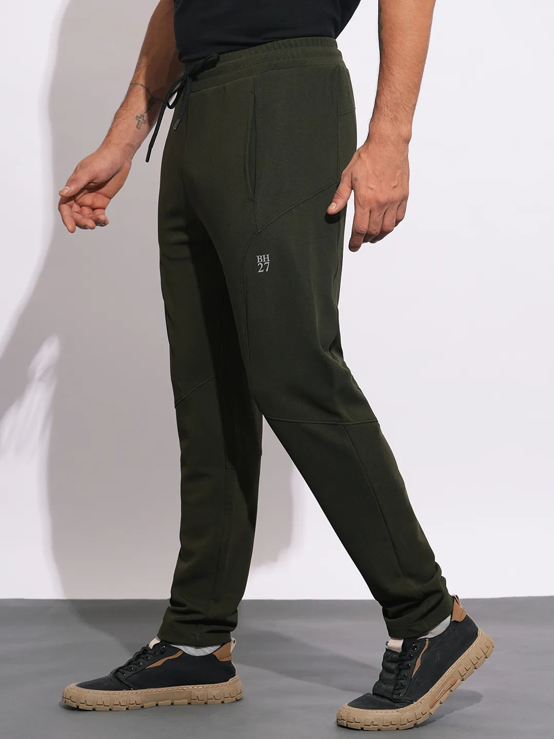 Olive Regular Fit Track Pants For Men By Being Human Clothing