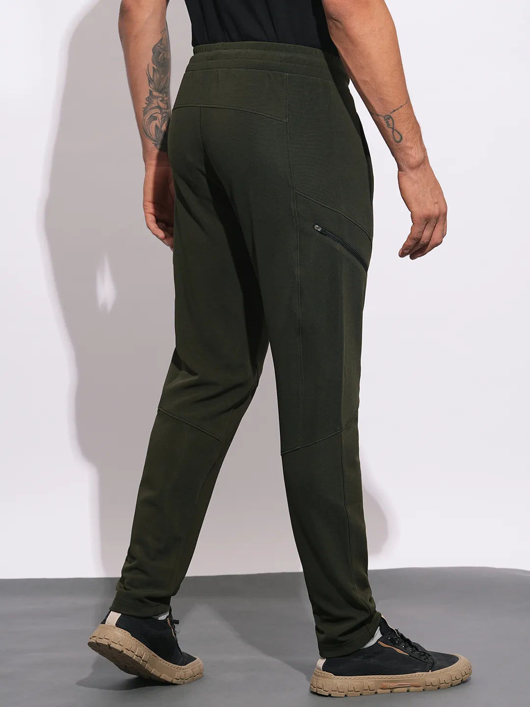 Olive Regular Fit Track Pants For Men By Being Human Clothing