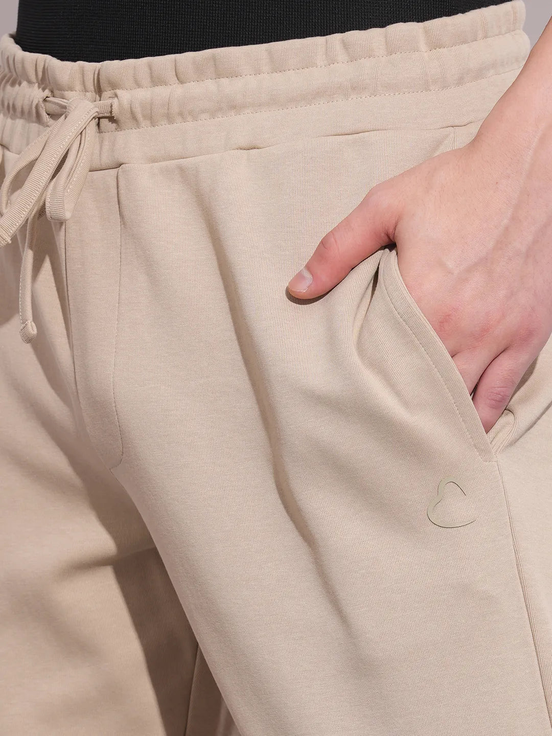Beige Regular Fit Track Pants For Men By Being Human Clothing