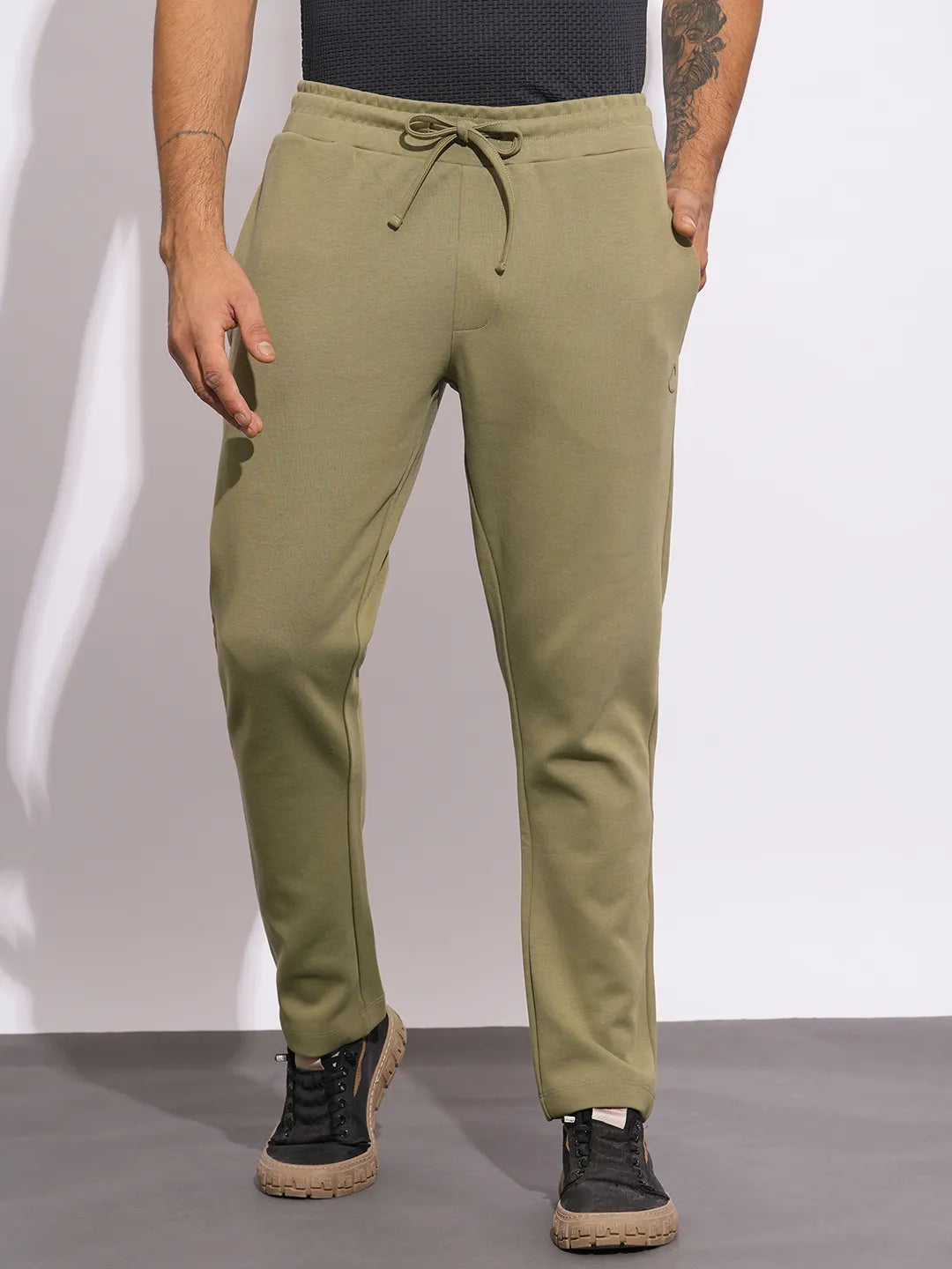 Olive Regular Fit Track Pants For Men By Being Human Clothing