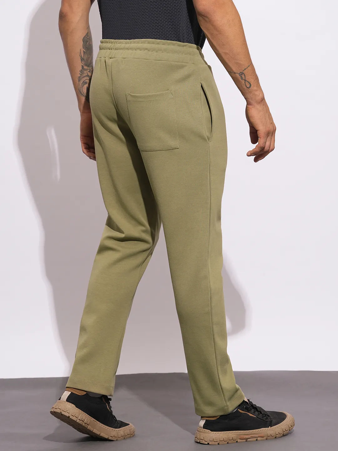 Olive Regular Fit Track Pants For Men By Being Human Clothing