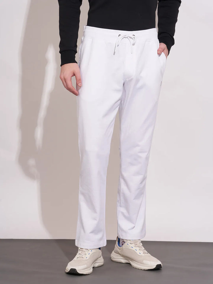 White Regular Fit Track Pants For Men By Being Human Clothing