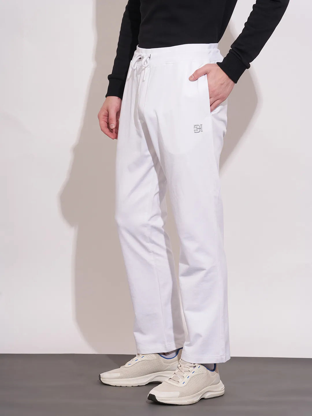 Men White Track Pants & Joggers by Being Human Clothing
