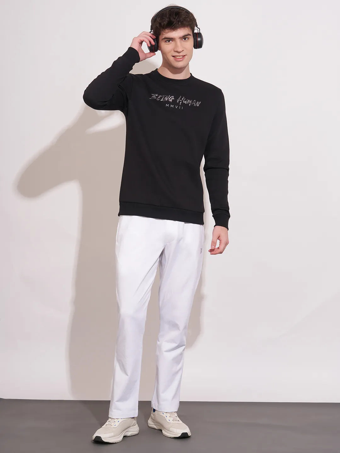 Men White Track Pants & Joggers by Being Human Clothing
