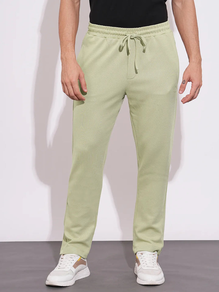 Beige Regular Fit Track Pants For Men