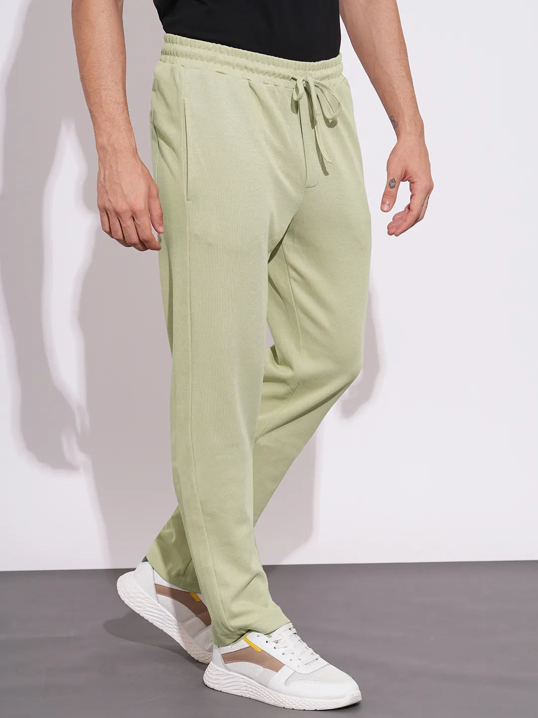 Men's Beige Mid-Rise Track Pants by Being Human Clothing