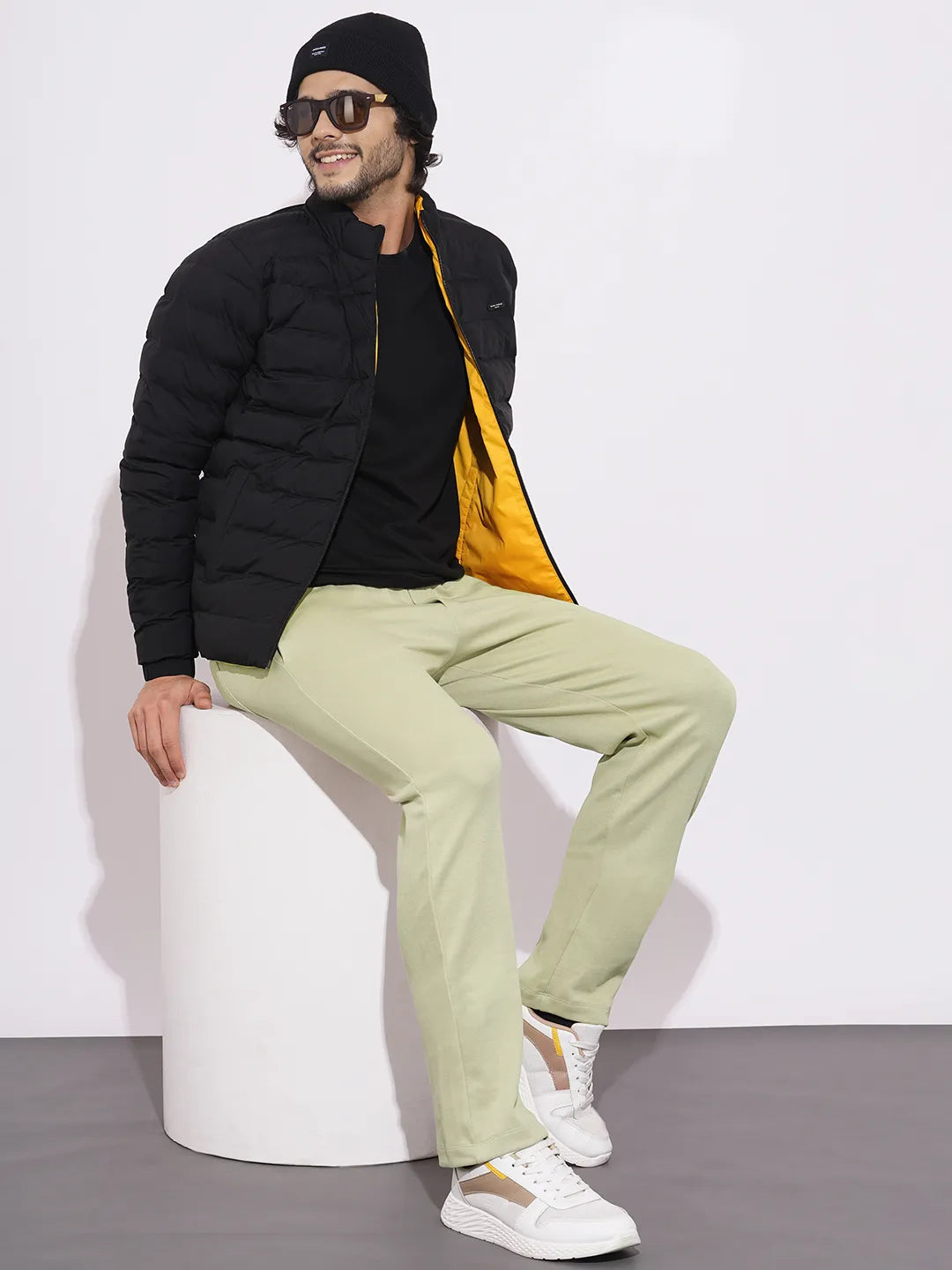 Men's Beige Mid-Rise Track Pants by Being Human Clothing