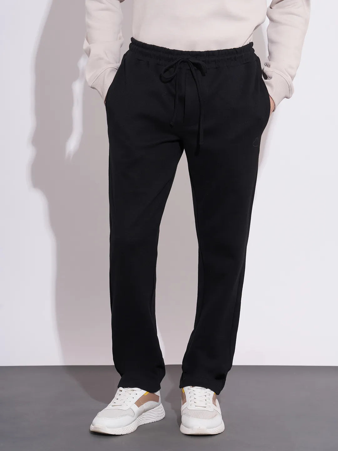 Men's Black Mid-Rise Track Pants by Being Human Clothing