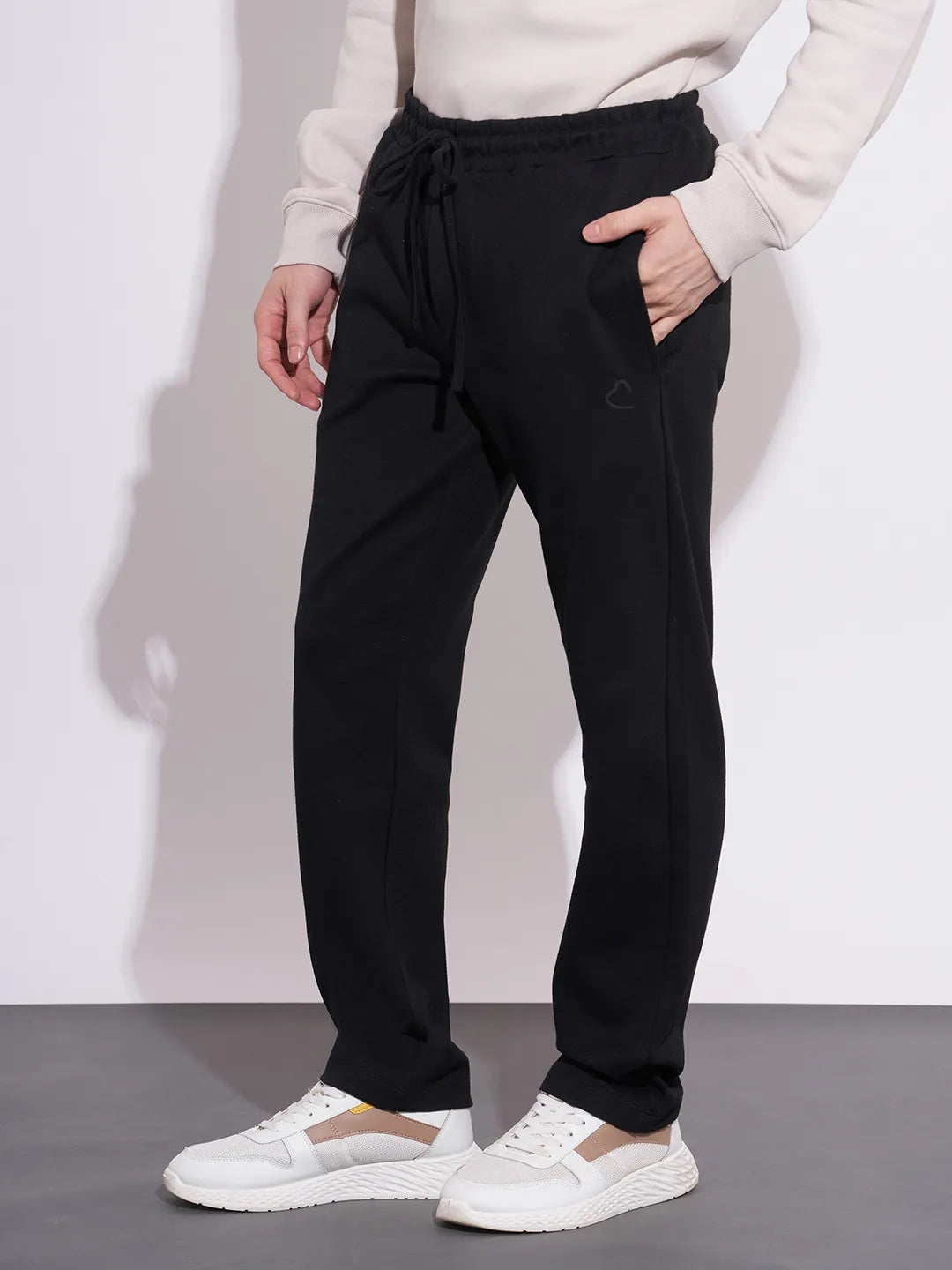 Men's Black Mid-Rise Track Pants by Being Human Clothing