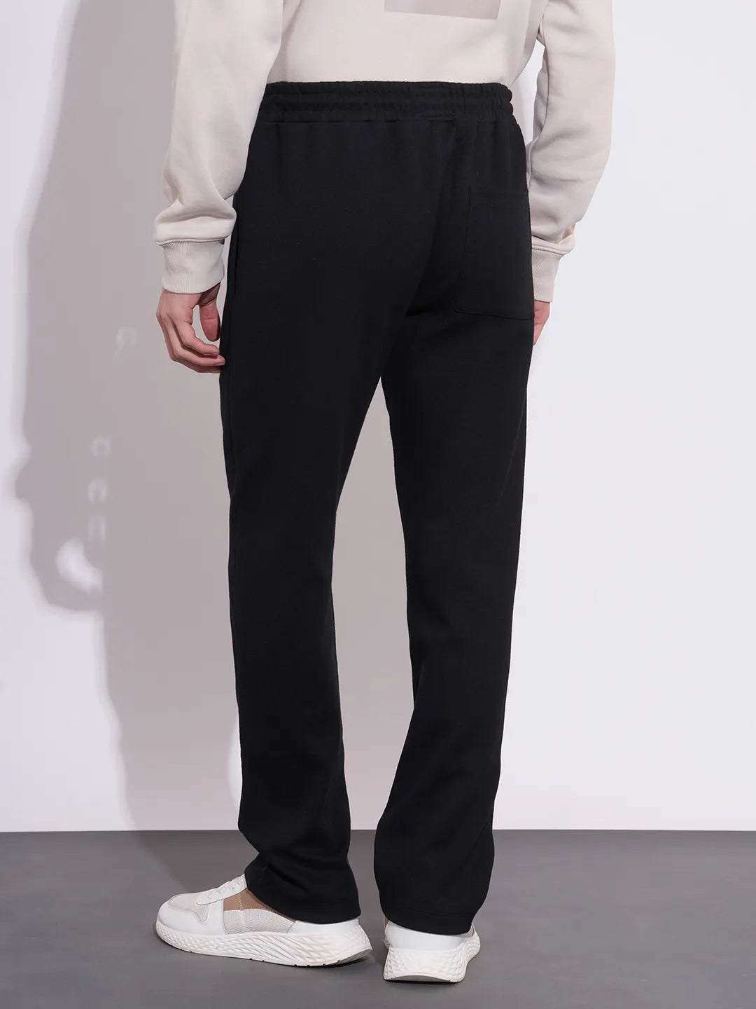 Men's Black Mid-Rise Track Pants by Being Human Clothing