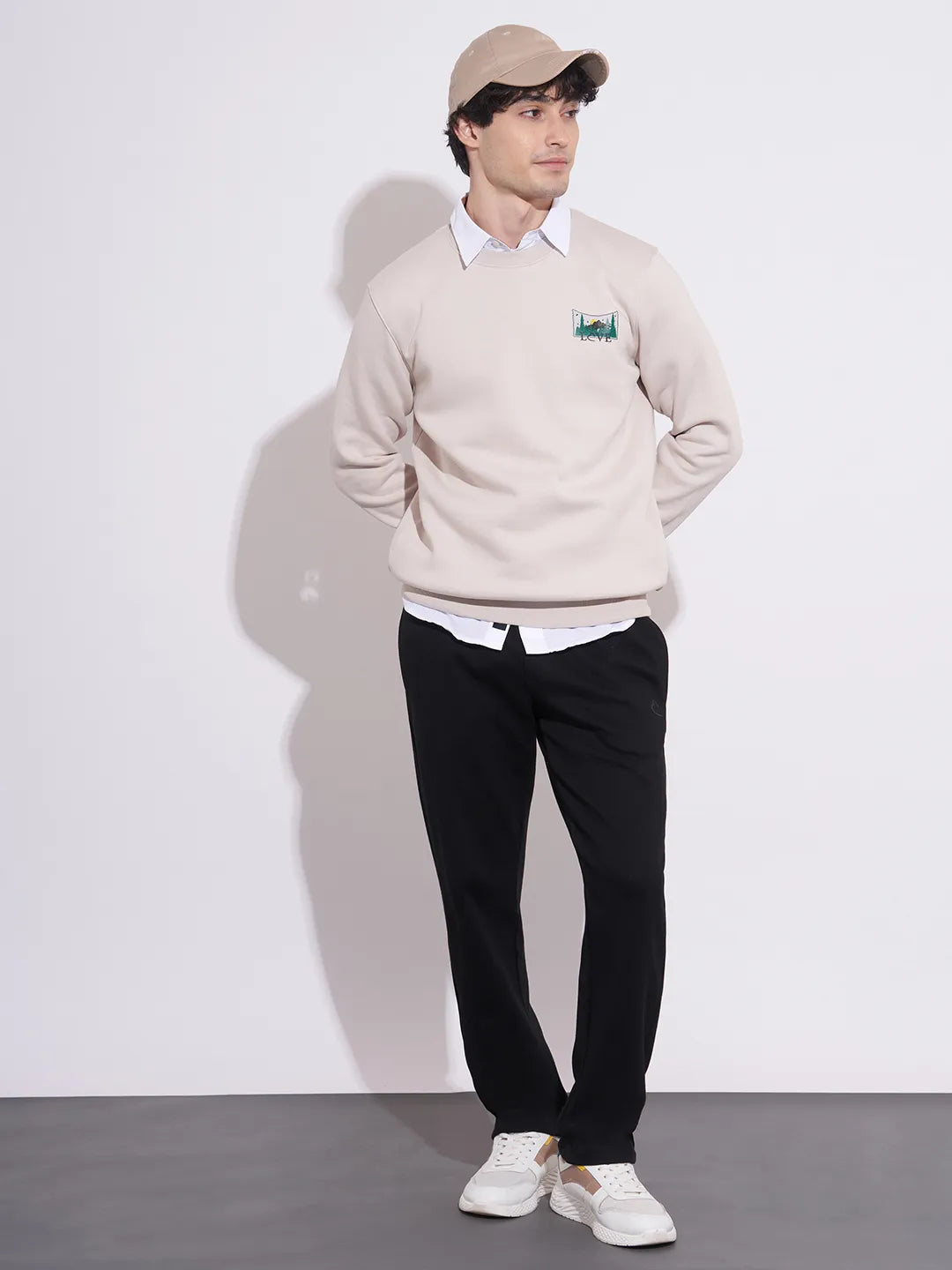 Men's Black Mid-Rise Track Pants by Being Human Clothing