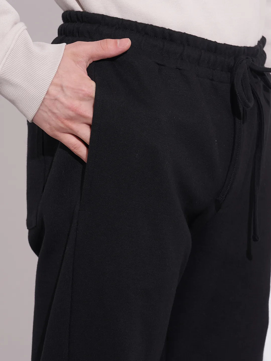 Men's Black Mid-Rise Track Pants by Being Human Clothing