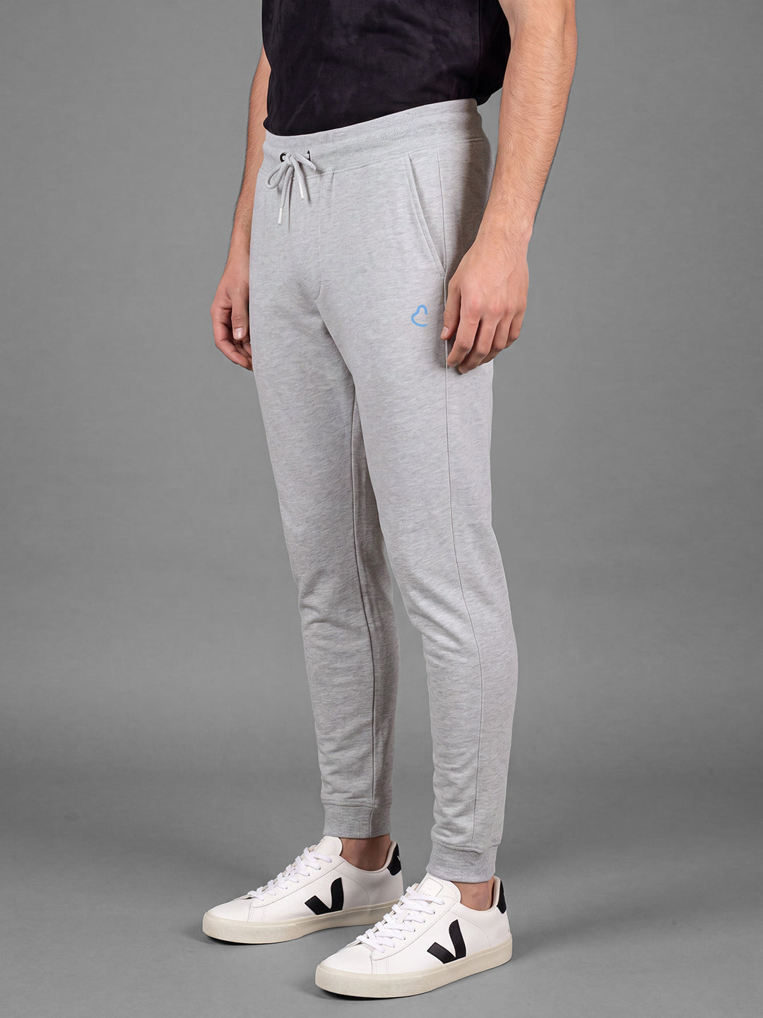 Grey Loose Regular Fit Solid Cotton Blend Mid Rise Men's Track Pants by Being Human Clothing