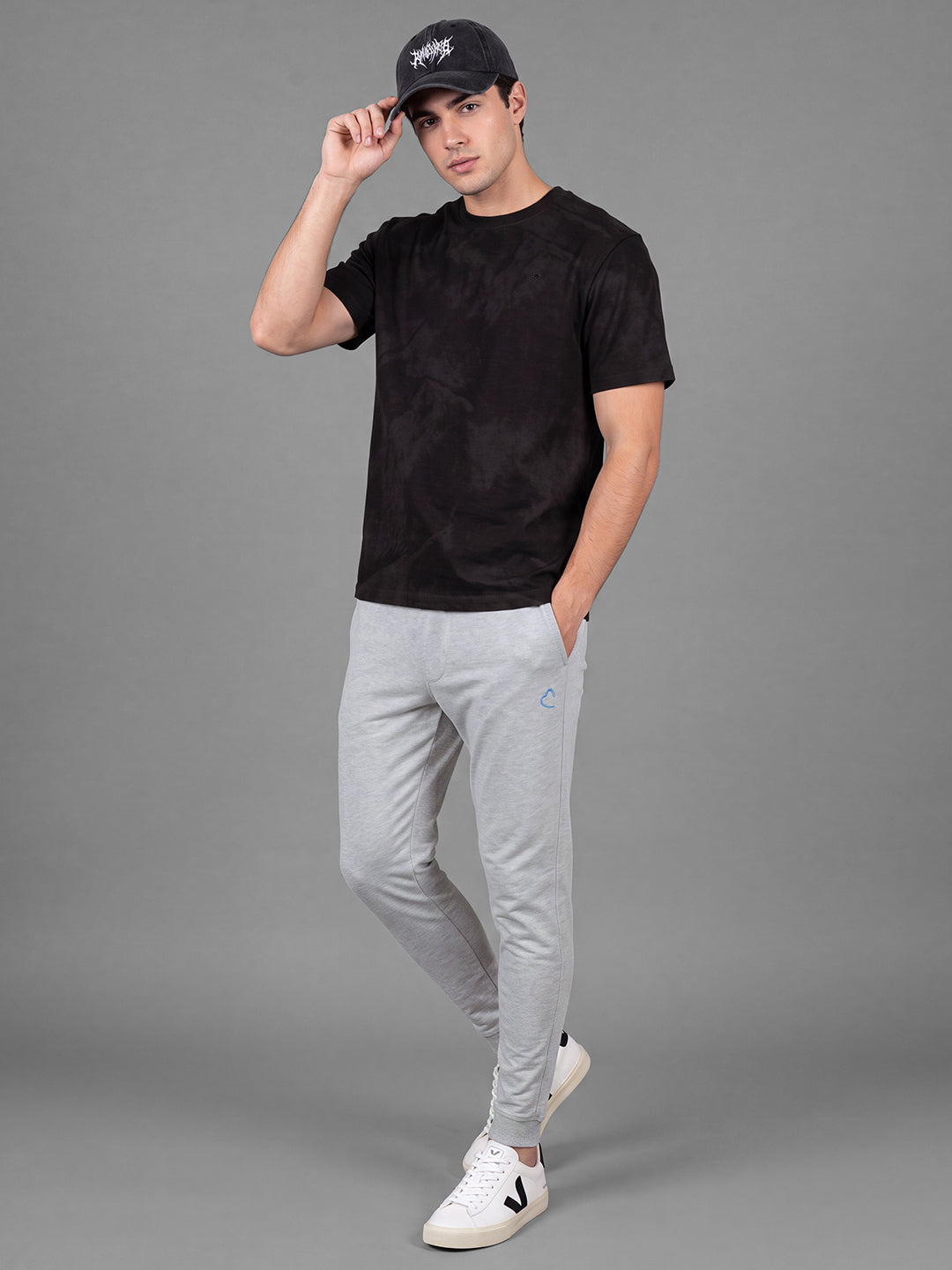 Grey Loose Regular Fit Solid Cotton Blend Mid Rise Men's Track Pants by Being Human Clothing