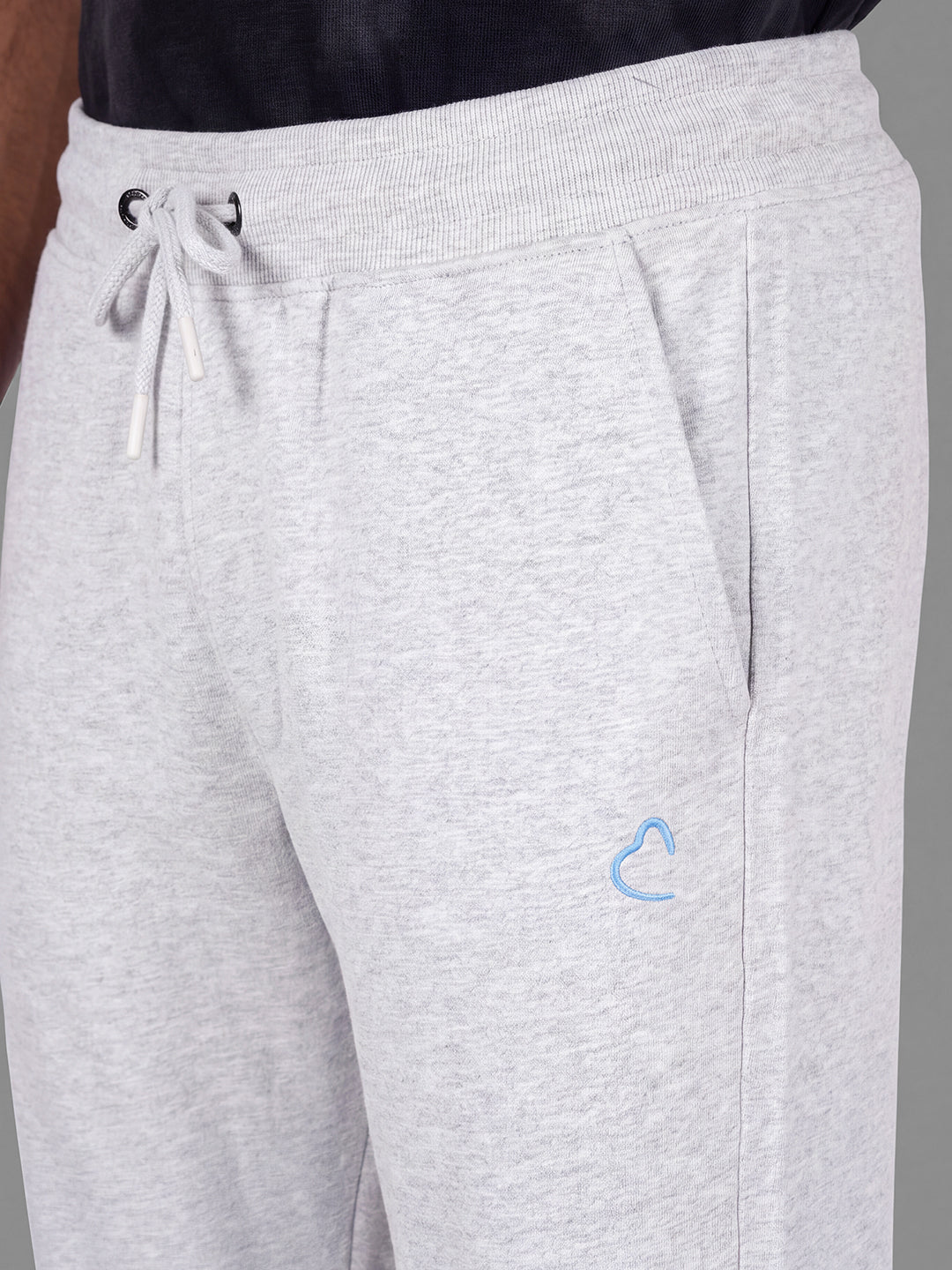Grey Loose Regular Fit Solid Cotton Blend Mid Rise Men's Track Pants by Being Human Clothing