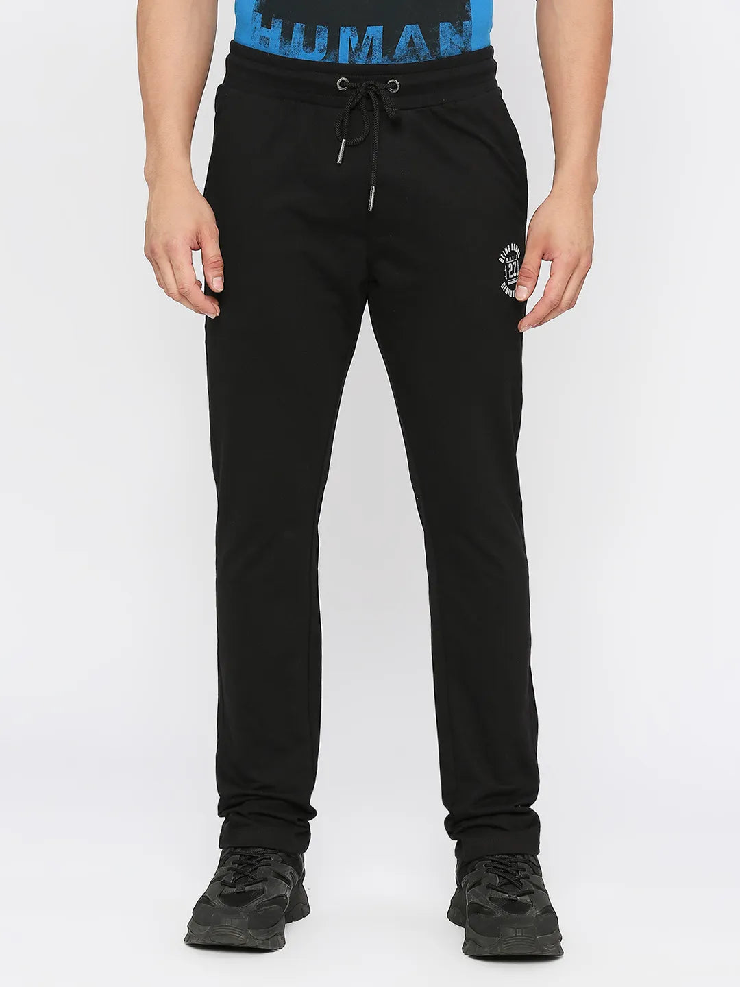 Black Regular Fit Men's Track Pants by Being Human Clothing