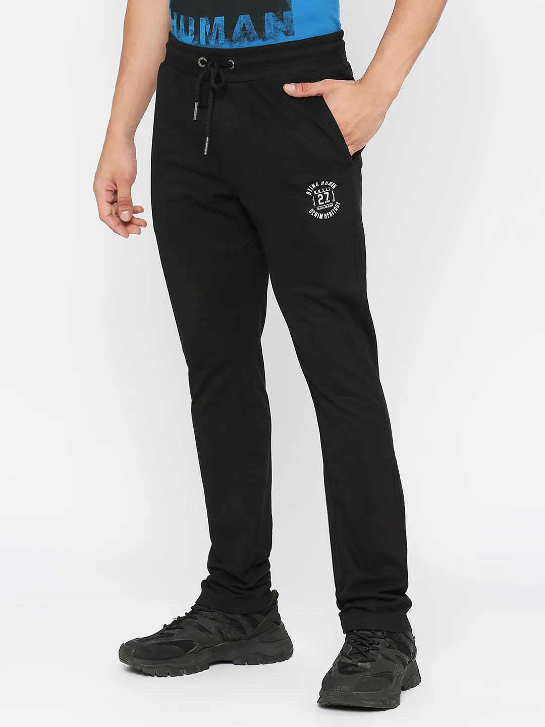 Black Regular Fit Men's Track Pants by Being Human Clothing