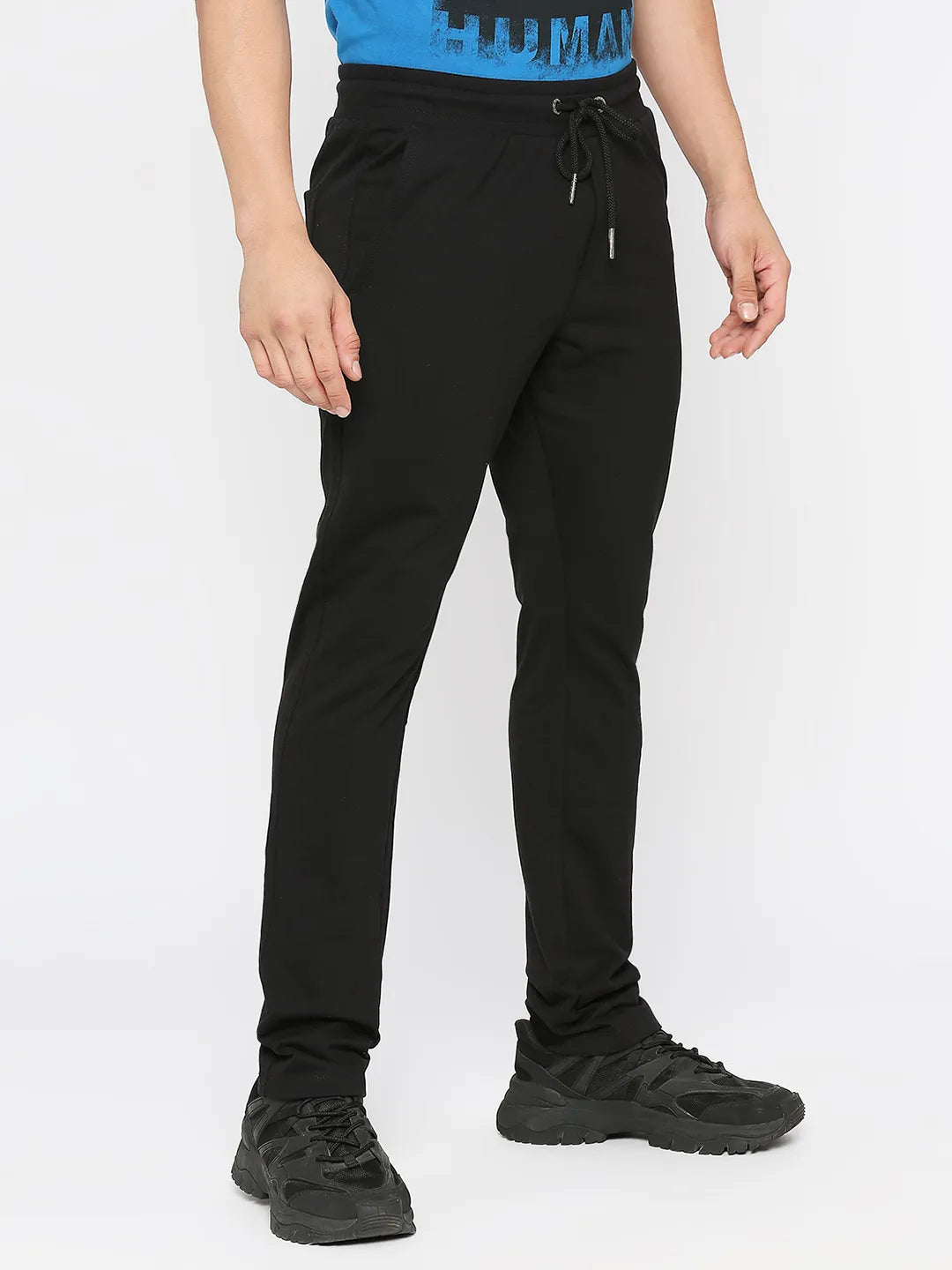 Black Regular Fit Men's Track Pants by Being Human Clothing