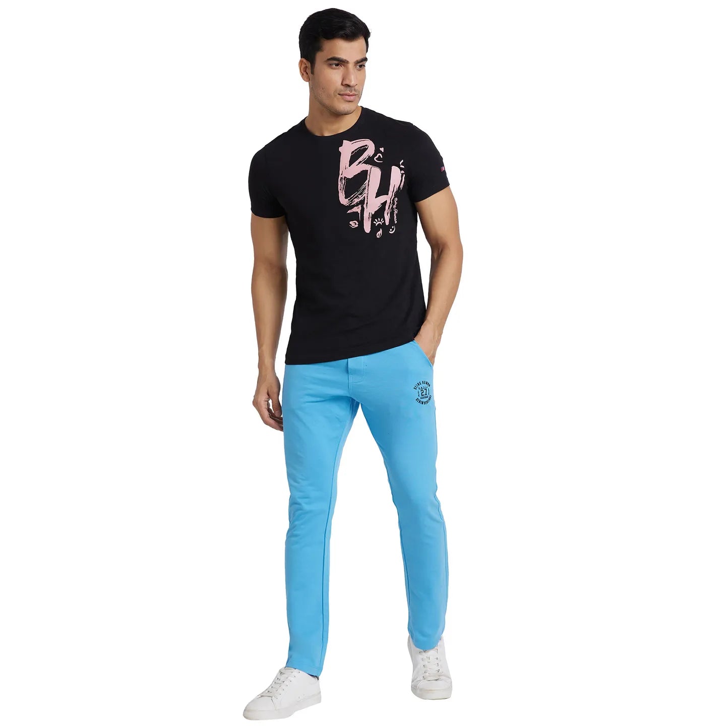 Blue Regular Fit Men's Track Pants by Being Human Clothing