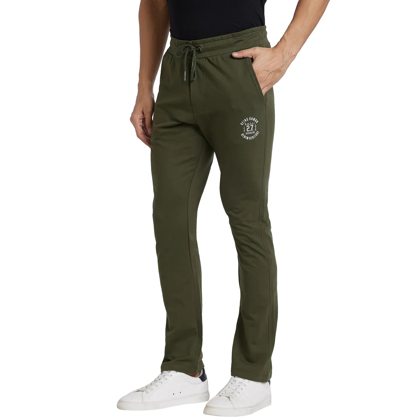 Olive Regular Fit Men's Track Pants by Being Human Clothing