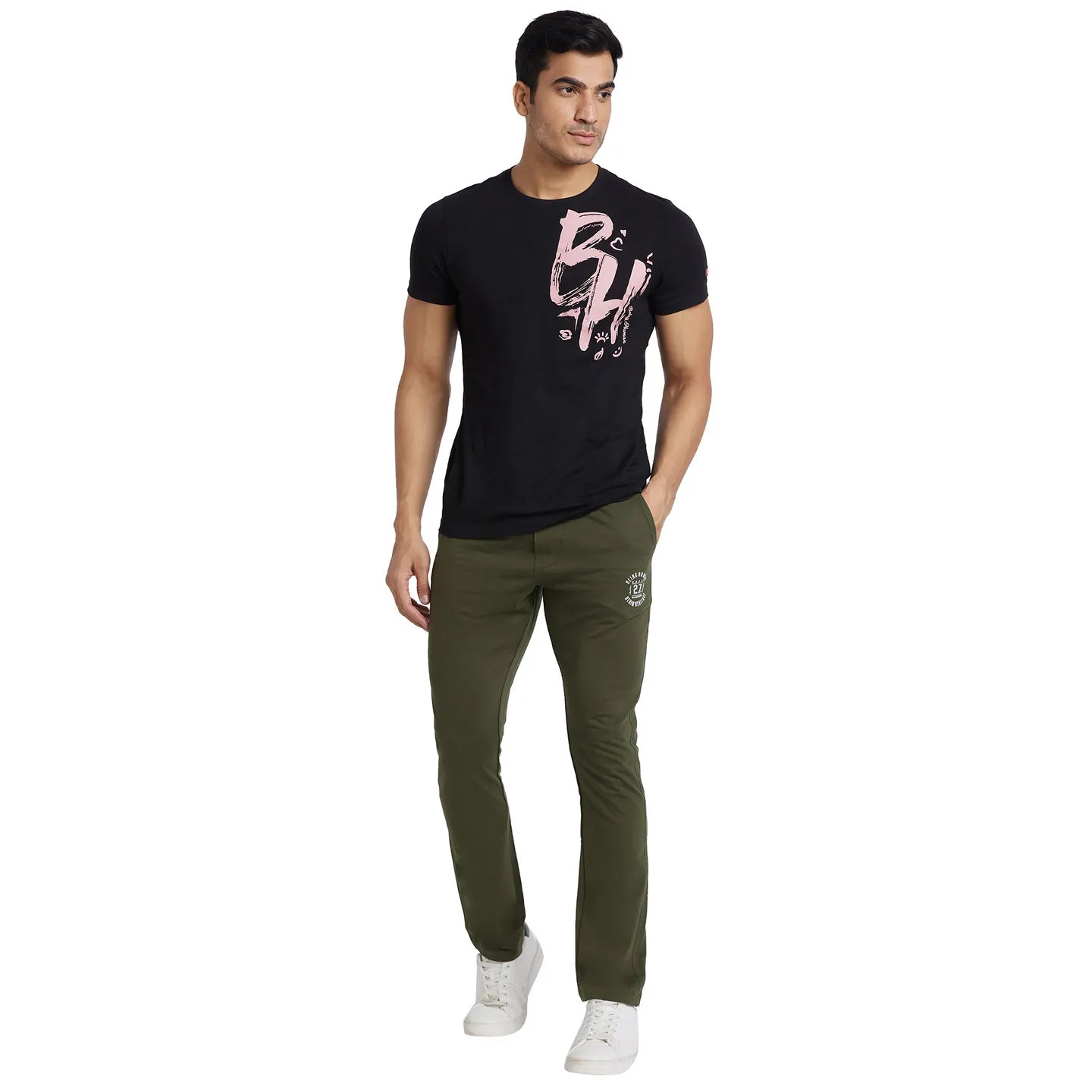 Olive Regular Fit Men's Track Pants by Being Human Clothing