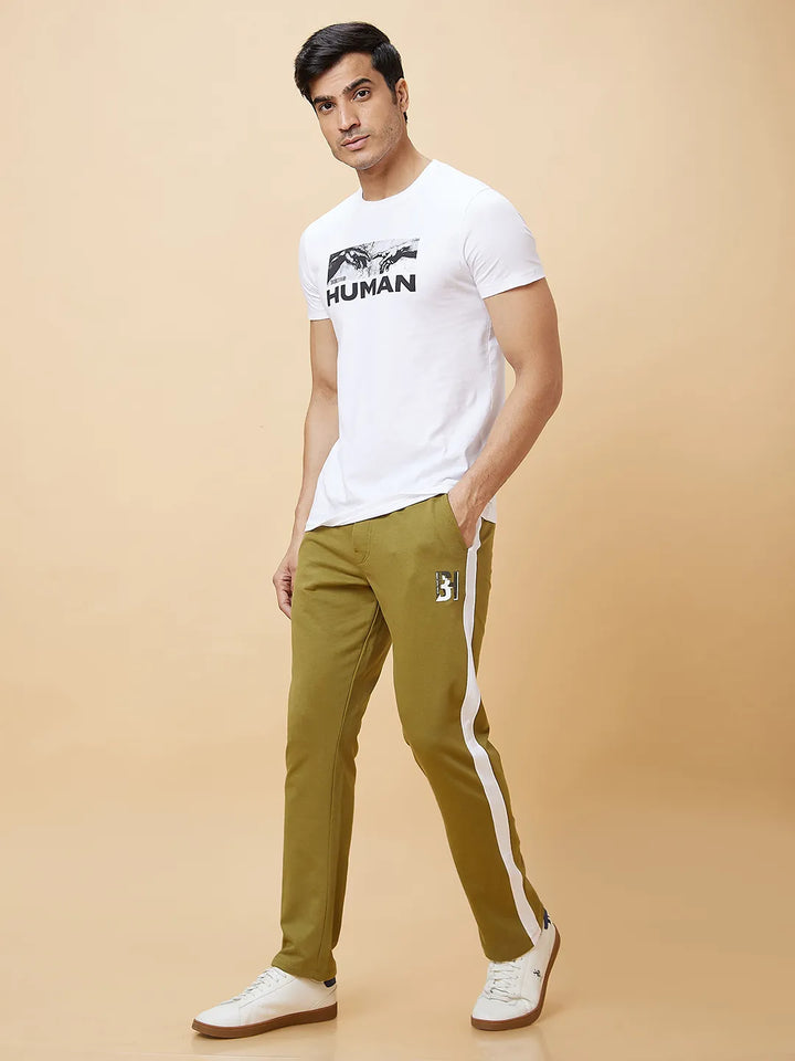 Olive Regular Fit Men's Track Pants by Being Human Clothing