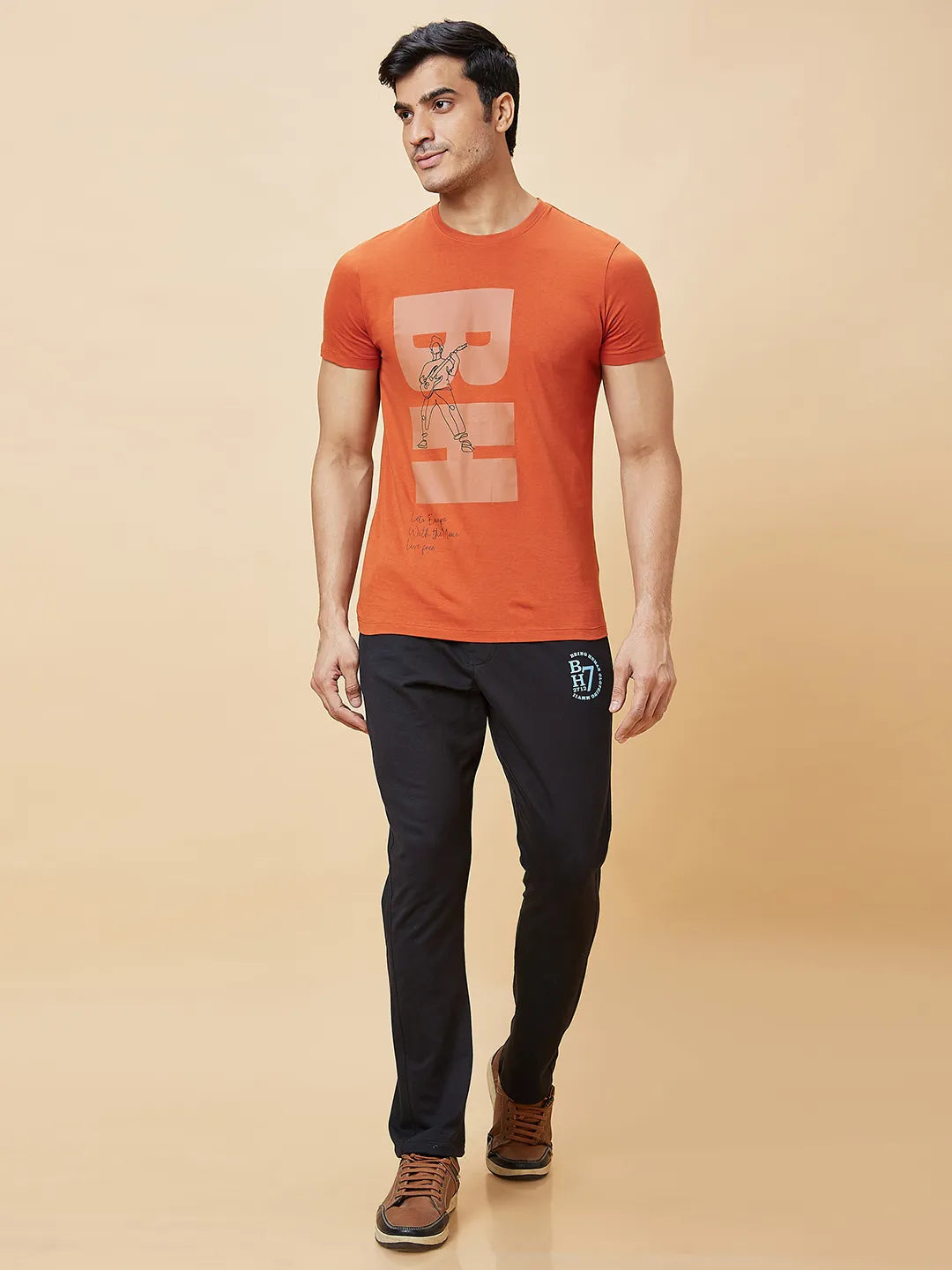 Black Regular Fit Men's Track Pants by Being Human Clothing