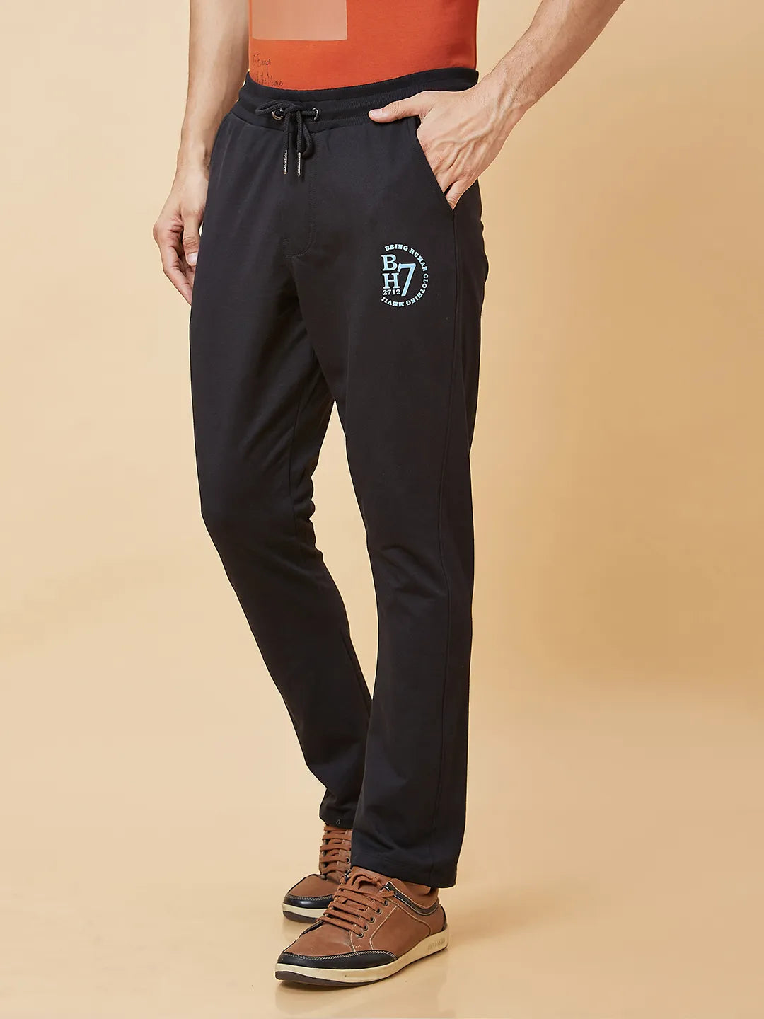 Black Regular Fit Men's Track Pants by Being Human Clothing