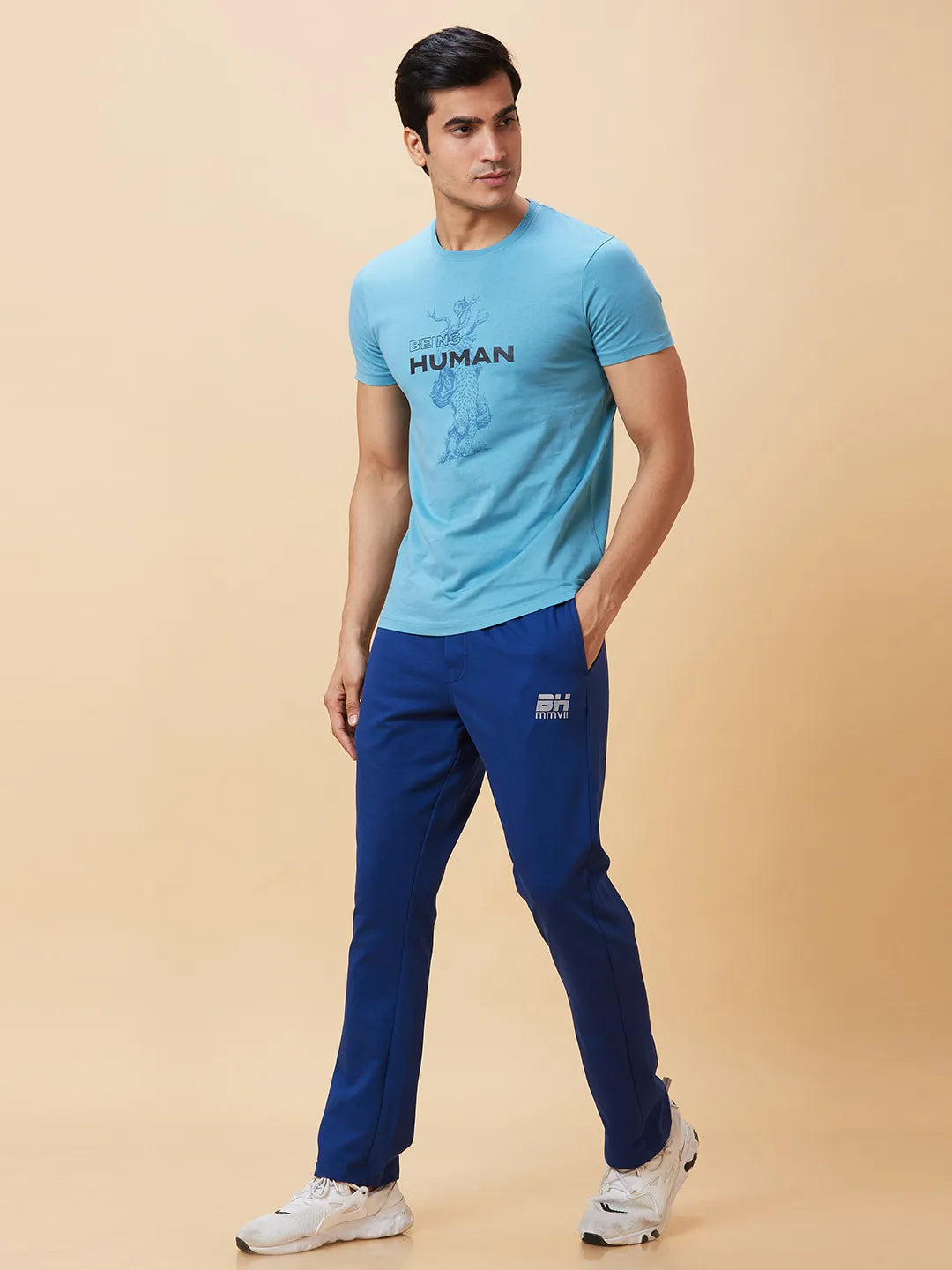 Blue Regular Fit Men's Track Pants by Being Human Clothing