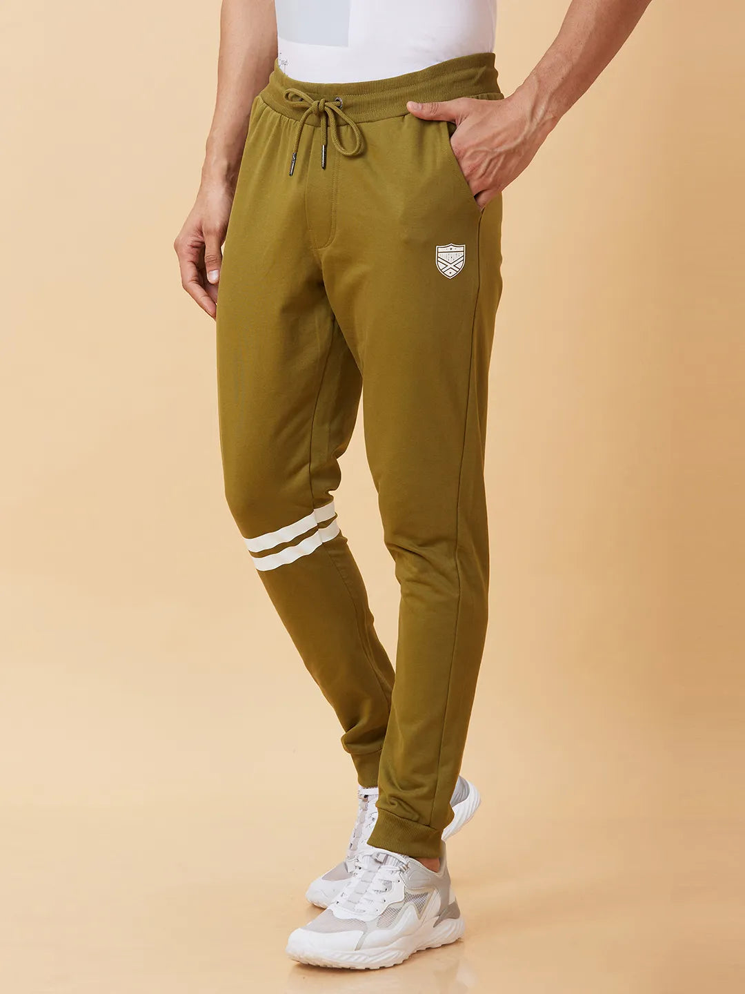Olive Regular Fit Men's Track Pants by Being Human Clothing