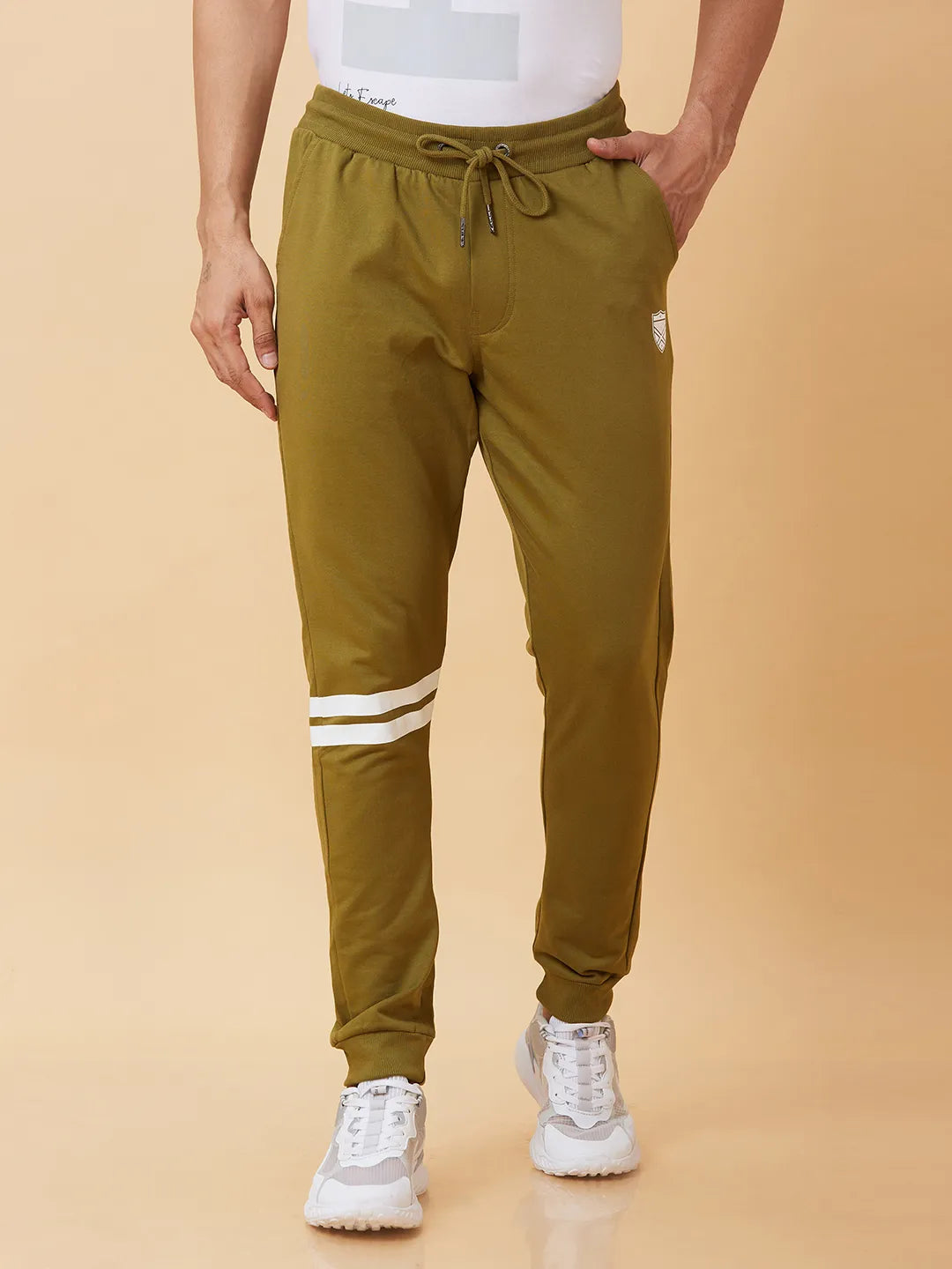 Olive Regular Fit Men's Track Pants by Being Human Clothing