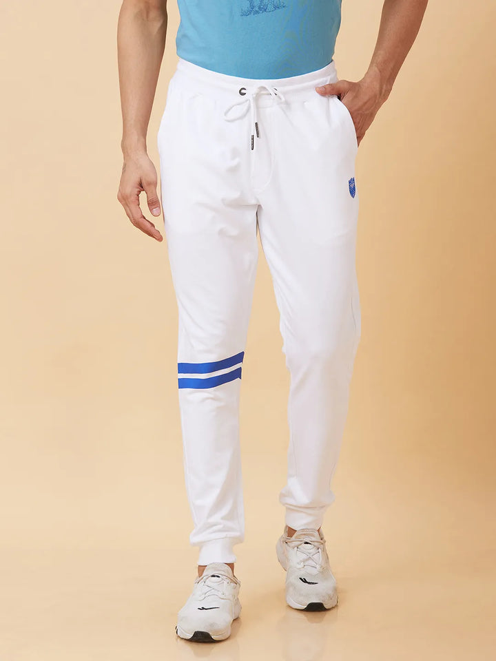 White Regular Fit Track Pants For Men By Being Human Clothing