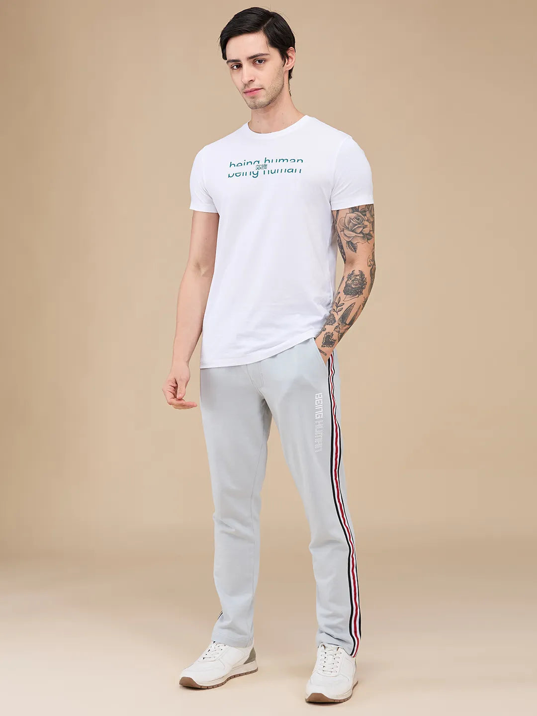 Grey Regular fit Men's Track Pants by Being Human Clothing